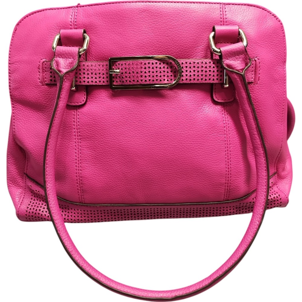 Vintage‎ Tignanello Shoulder Bag Women's Pink Solid Pebbled Lined Double Handle